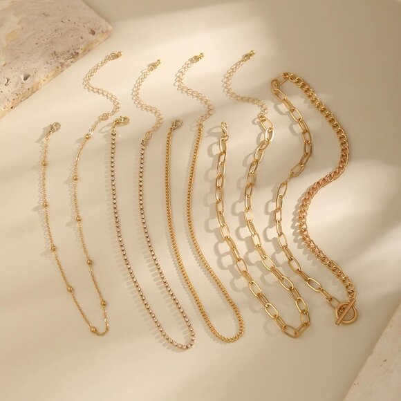 Layered Gold Necklace for Women Non Tarnish Chunky Paperclip Heart Jewelry Set - Picture 6 of 6